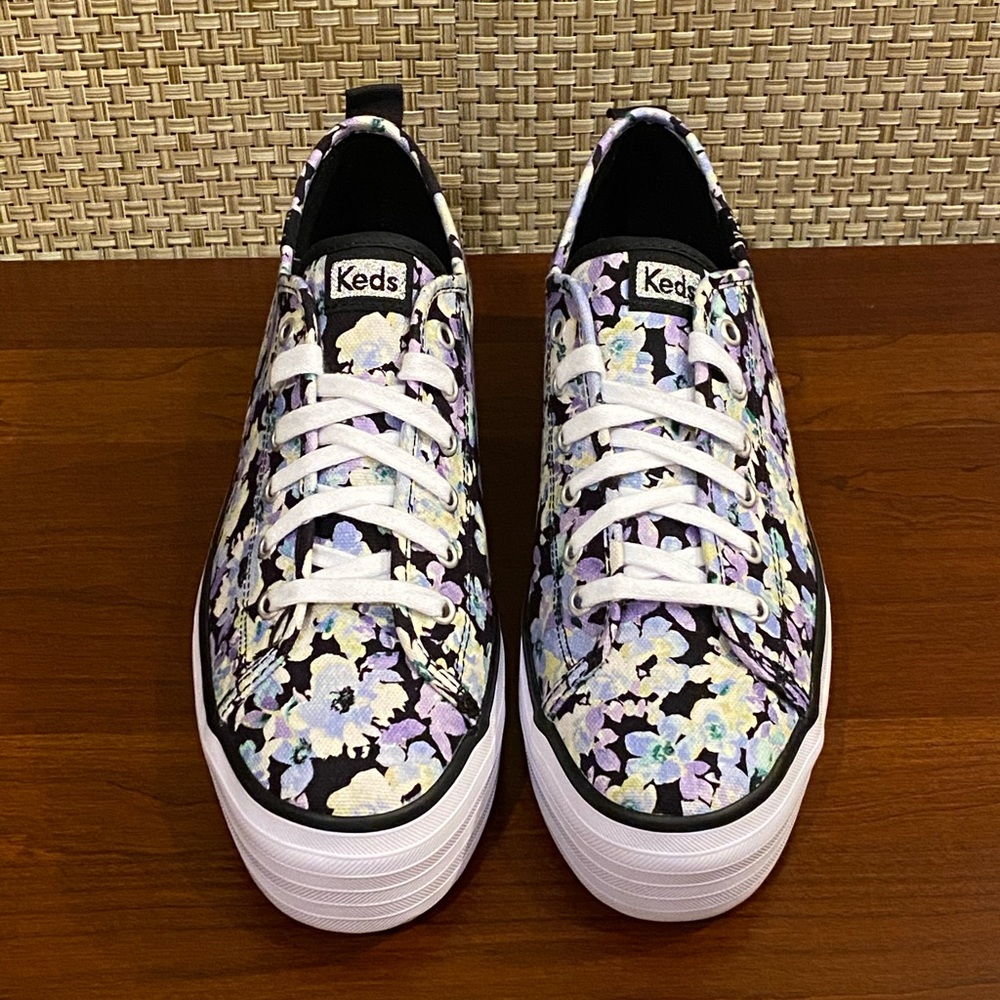 SOLD Keds Platform Triple Up Black Floral Sneaker - Picture 2 of 8